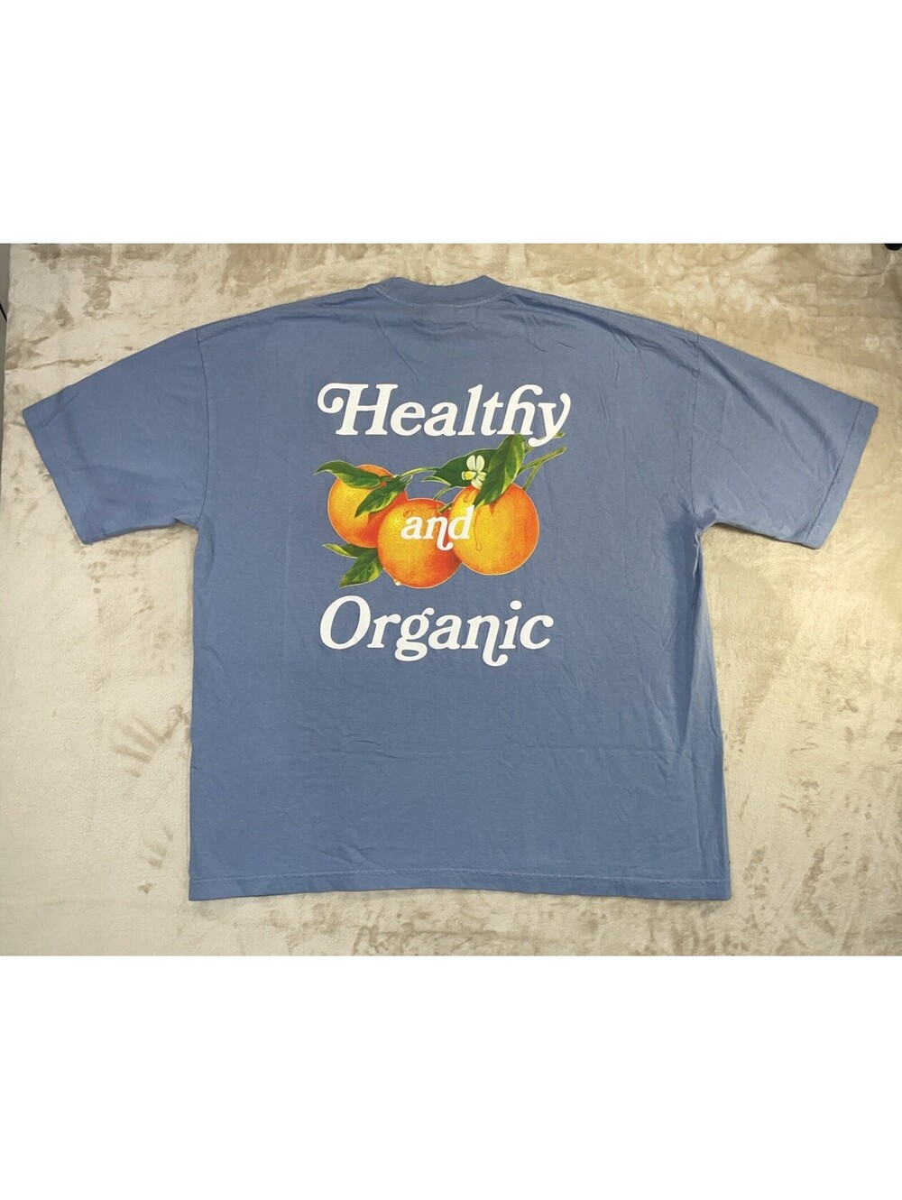 Midnight Organic X Larry June Healthy And Organic Graphic Blue Tee Mens Sz